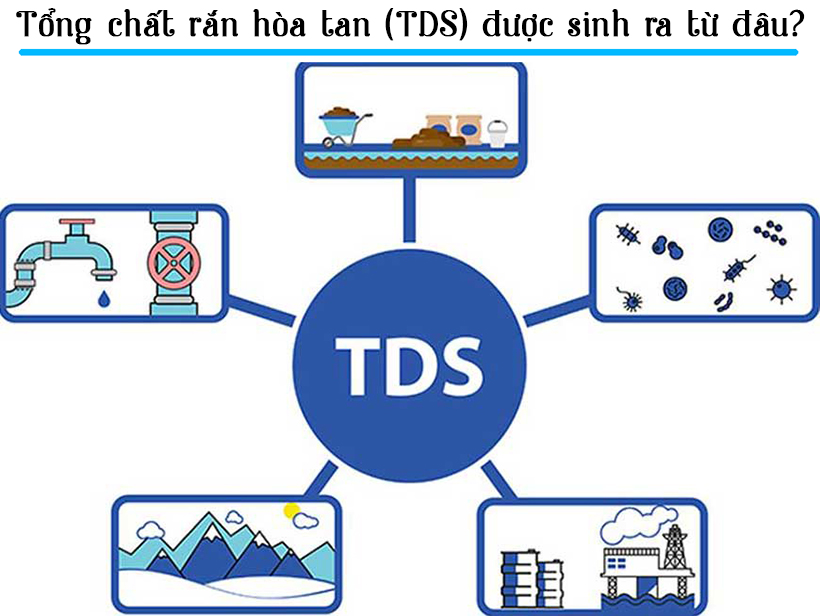 TDS được sinh ra từ các chất hữu cơ, đá vôi, dòng chảy từ nông nghiệp,..